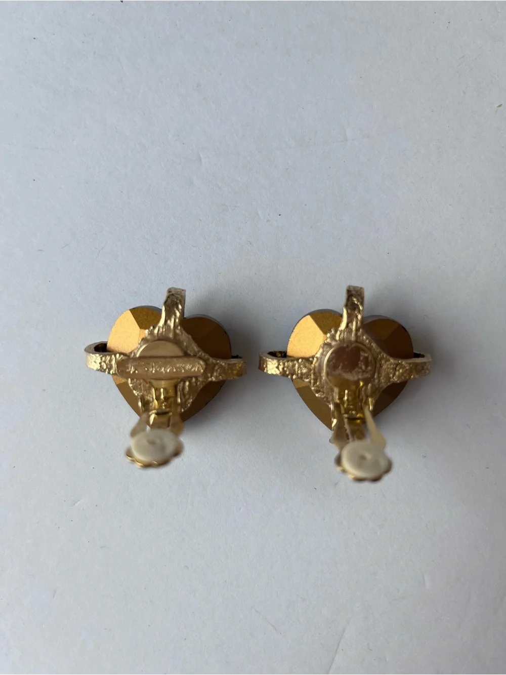 Vintage J. Jansen Black Gold Heart Clip On Earrings Estate Sale 80’s